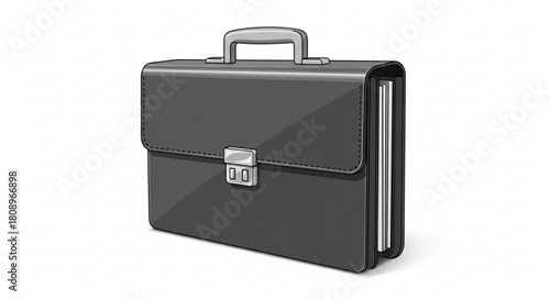 Illustration of a sleek black briefcase with a silver handle and latch, symbolizing business and professionalism