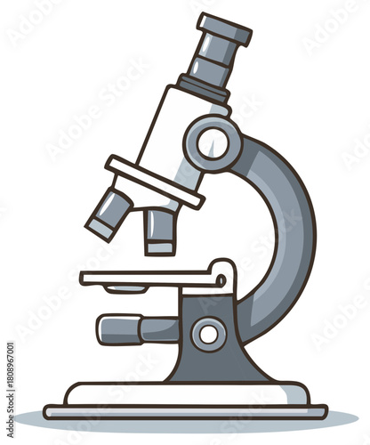 Illustration of a Microscope for Science or Medical Research Studies and Discoveries