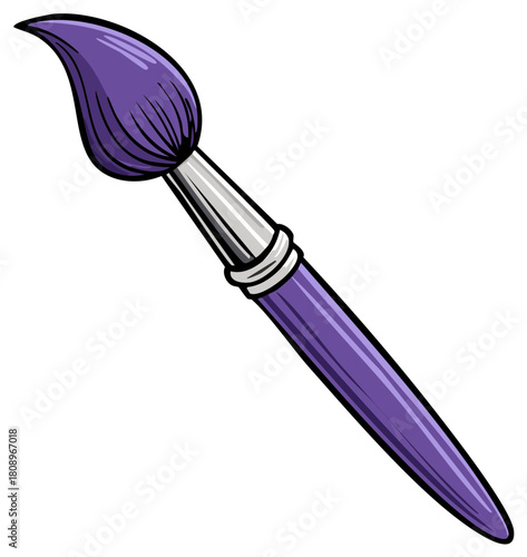 Creative tool with a purple handle and bristles for painting and artistic creation