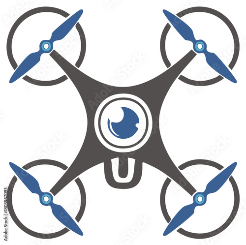 Modern camera drone technology symbol for aerial photography and video surveillance