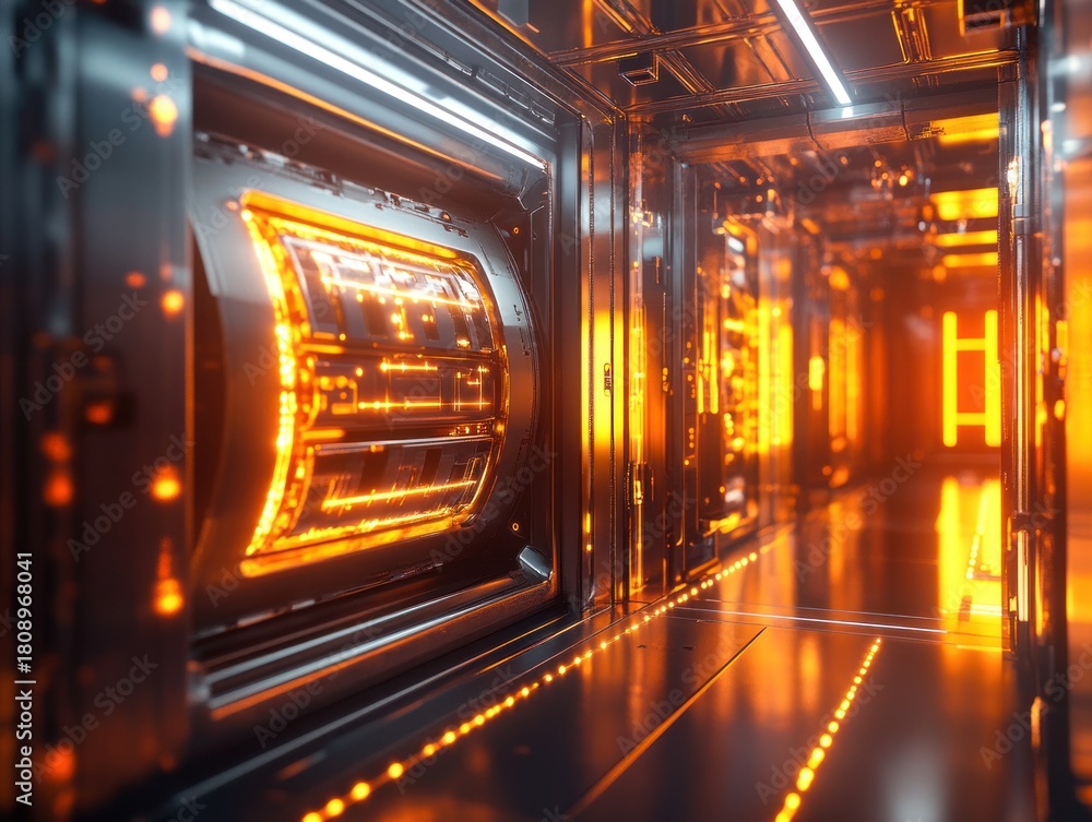 Obraz premium Futuristic interior design with glowing elements