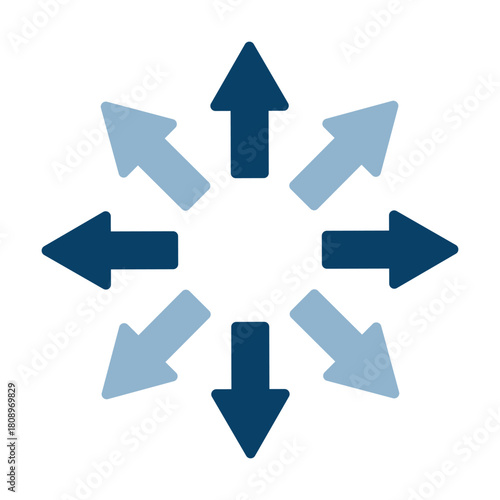 八方向に配置した矢印のベクターイラスト