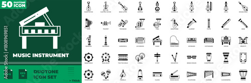 Music Instrument Duotone Editable Icons set