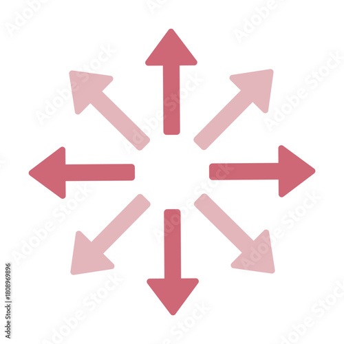 八方向へ向いた複数の矢印を配置したイラスト