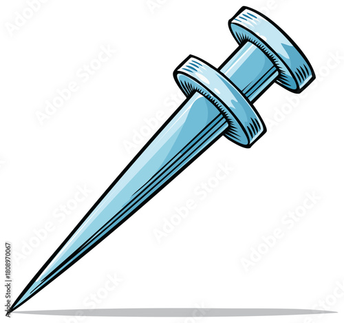 Shiny Blue Pushpin Illustration for Office School and Bulletin Board Organization