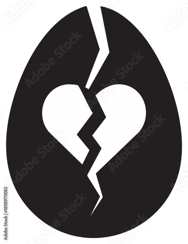 Broken Heart Inside An Egg Shape Symbolizing Sadness and New Beginnings