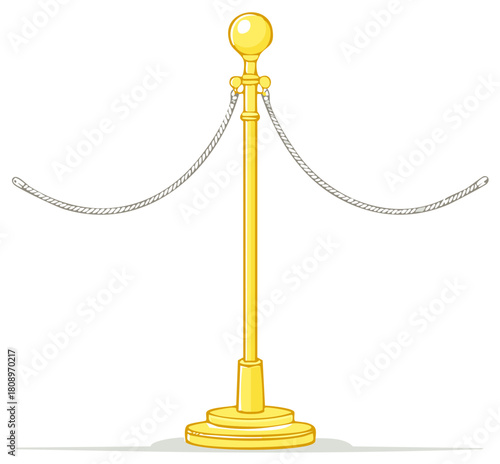 Golden stanchion rope barrier illustration for exclusive event access