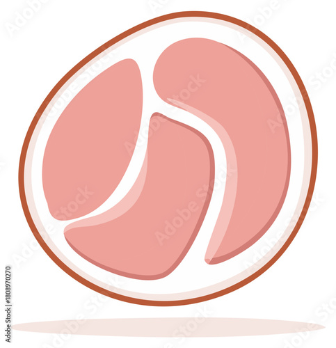 Illustration of Pork Cut with Internal Segments on White Background