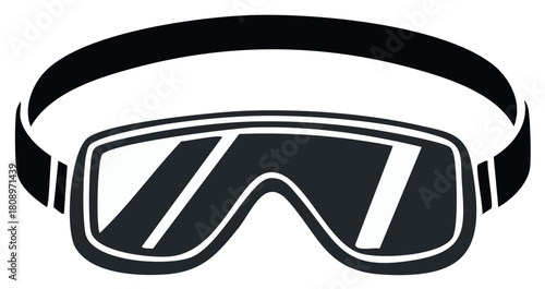 Isolated vector rendering of ski goggles offering eye protection for winter sport activities