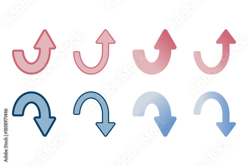 上昇と下降を示す矢印で表現したビジネス用ベクターイラストセット