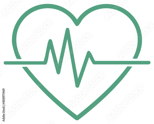Heart Shape Symbol with Heartbeat Line Showing Vitality and Healthcare