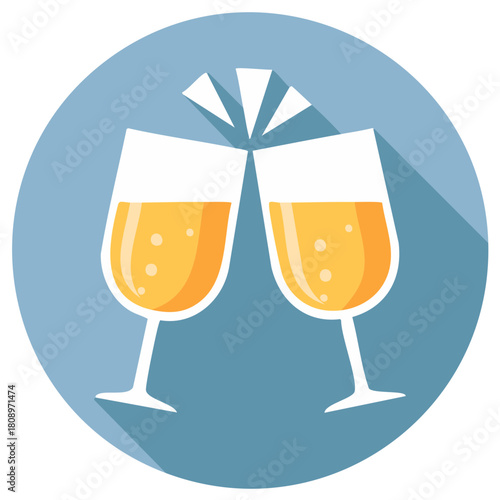 Toast Icon Two Champagne Glasses Cheers Illustration Celebration Alcohol Cheers Drink Party