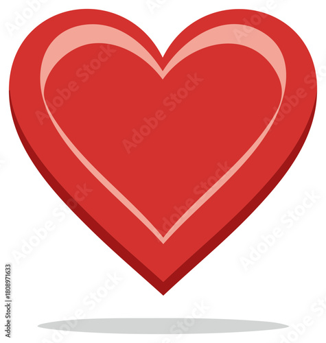 Vibrant red heart symbol with subtle three dimensional effect expressing love and passion