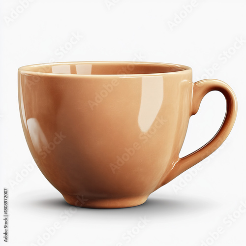 Ceramic teacup isolated transparent background photoreal minimal rendering stock ready household product clean detail