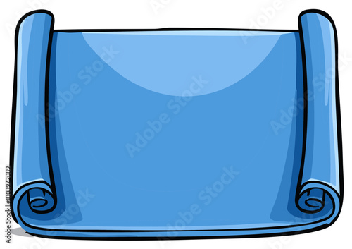 Blank blue ancient scroll or parchment cartoon vector illustration