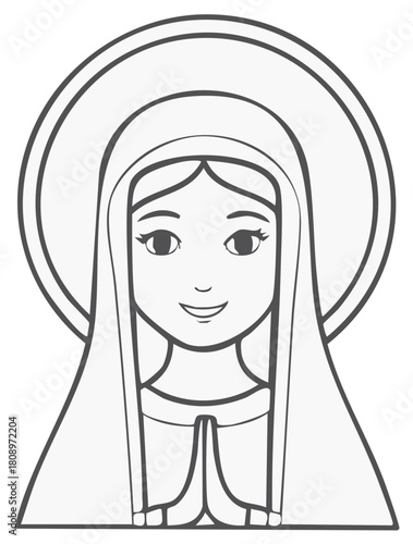 Religious illustration of a woman in a veil, with hands in prayer position