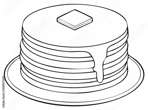 Stack of Pancakes with Butter and Syrup Drip