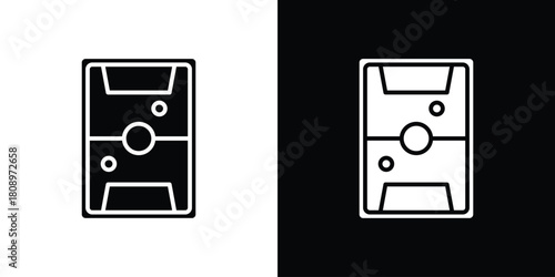 Air hockey icon in glyph shilhouette black and white colors