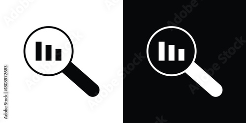 Analysis icon in glyph shilhouette black and white colors
