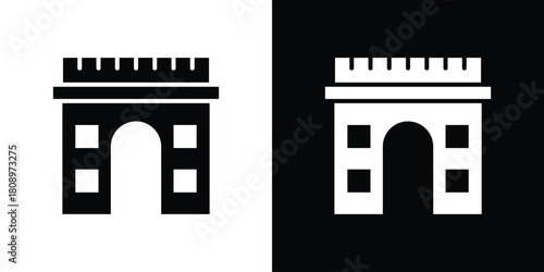 Arc de Triomphe icon in glyph shilhouette black and white colors
