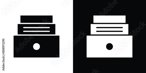 Archives icon in glyph shilhouette black and white colors