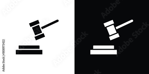 Auction icon in glyph shilhouette black and white colors