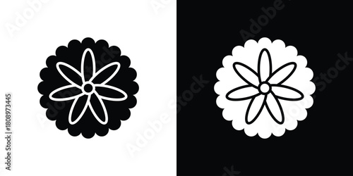 Aster icon in glyph shilhouette black and white colors