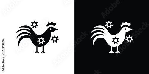 Avian Influenza icon in glyph shilhouette black and white colors
