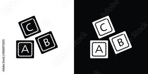 Baby ABC cubes icon in glyph shilhouette black and white colors