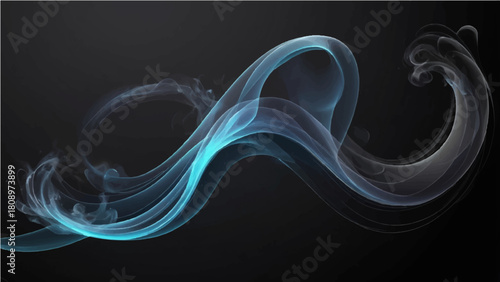Abstract colorful smoke waves flowing with smooth motion on a black background pattern