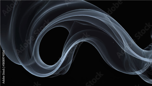 Abstract blue smoke waves flowing in a smooth fractal pattern on a black background