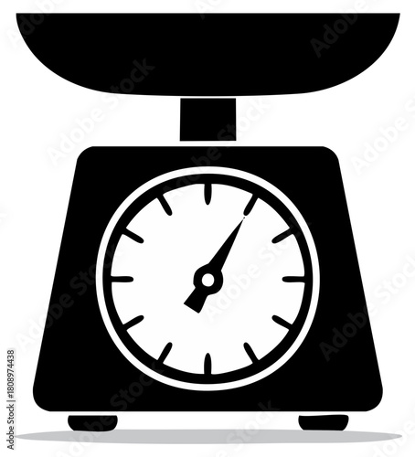 Black silhouette icon of an analog kitchen weighing scale for measuring food ingredients and portion control