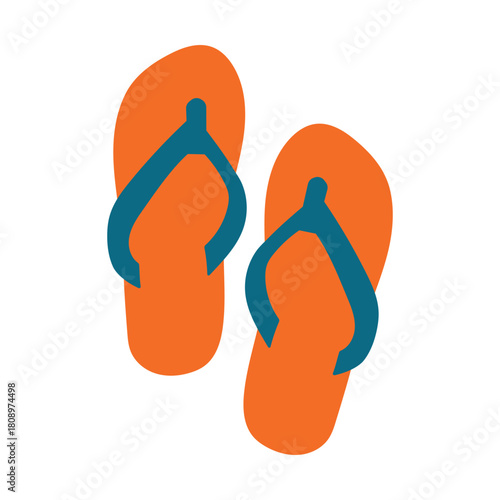 Orange and Blue Flip Flops Isolated Vector Illustration. This simple, vibrant design is perfect for beach-themed projects, summer promotions, and casual lifestyle graphics.