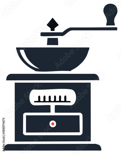 Dark Coffee Grinder Minimalist Illustration Manual Mill Appliance Design