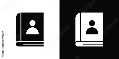 Biography icon in glyph shilhouette black and white colors
