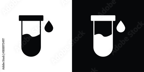Blood sample icon in glyph shilhouette black and white colors