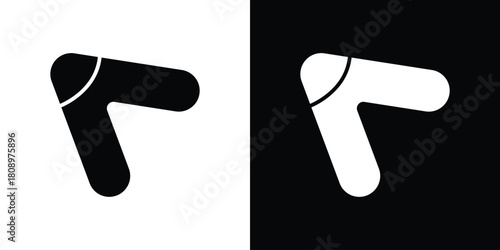 Boomerang icon in glyph shilhouette black and white colors