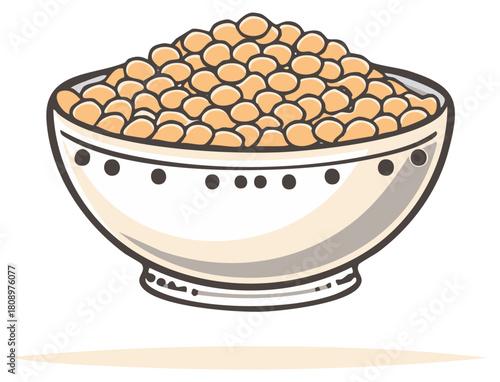 A bowl full of soybeans, an illustrated icon of a healthy vegan food ingredient