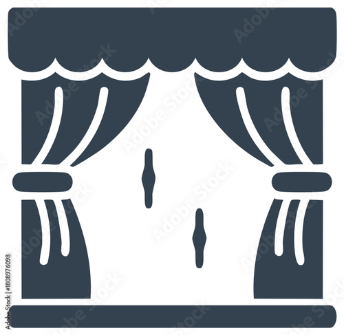 Draped Stage Curtains with Valance for Theatrical Performance or Formal Event