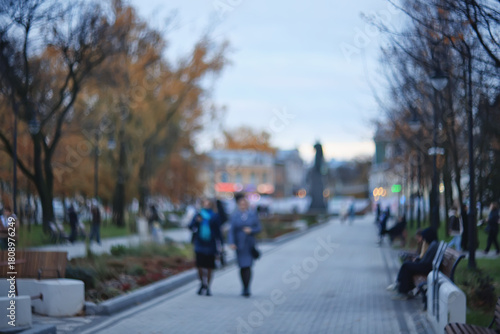 Wallpaper Mural Autumn blurred background of trees in a city park, seasonal backdrop for design Torontodigital.ca