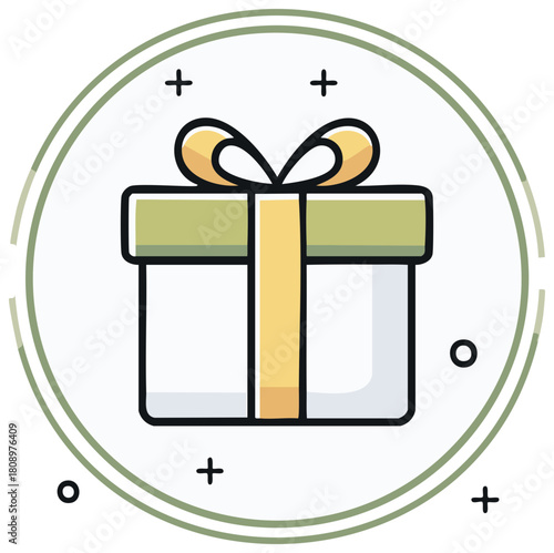 Gift box with ribbon and bow icon clean graphic design