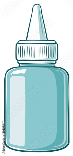 Light Blue Plastic Bottle for Medicine or Drops  Cartoon Illustration