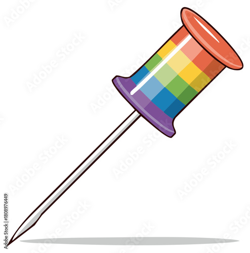 Bright rainbow thumbtack illustration for organization creativity and diversity projects