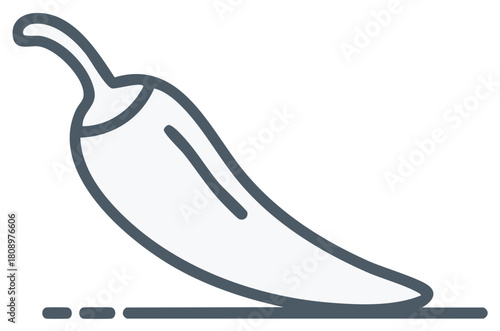 Line Drawing of Chili Pepper with Outline, Spicy Food Illustration for Culinary Projects