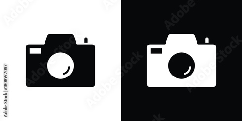 Camera icon in glyph shilhouette black and white colors