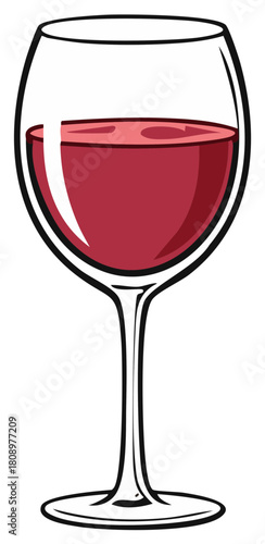 Vector illustration of a classic stemmed glass of red wine, isolated icon