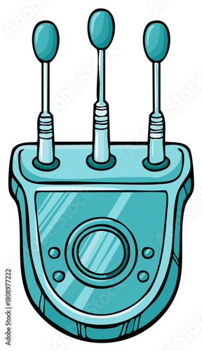 Teal medical device with three oval applicators for dermatology or aesthetic procedures