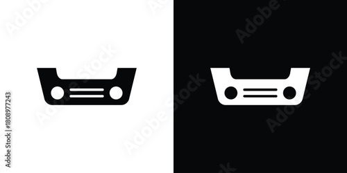 Car bumper icon in glyph shilhouette black and white colors