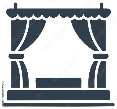 Simple glyph icon of a theater stage with open curtains ready for a performance or show