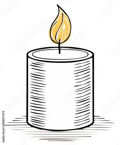 Hand Drawn Burning Candle Illustration Warm Light Symbol Design